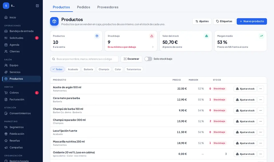 Kairox por dentro: inventario (datos de ejemplo)