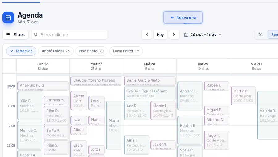 La agenda semanal de Kairox, por profesional